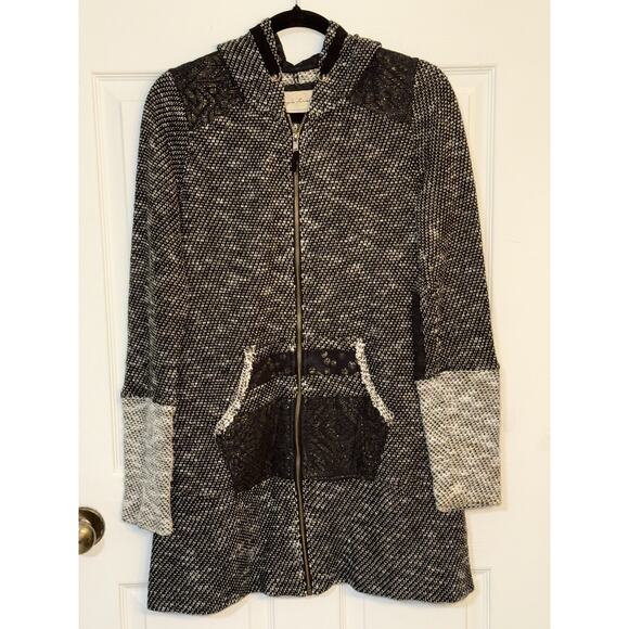 EVY'S TREE Women’s Long Sleeve Zip Front Patchwork Hoodie Sweater Size Large - Picture 6 of 6